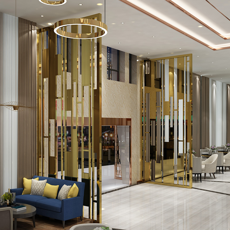 進(jìn)戶門簡約不銹鋼裝飾隔斷金屬臥室客廳鈦金現(xiàn)代屏風(fēng)玻璃輕奢玄關(guān)
