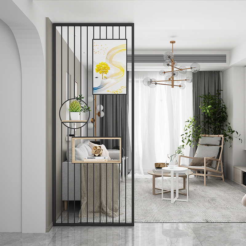 新中式屏風(fēng)不銹鋼隔斷輕奢金屬客廳現(xiàn)代簡(jiǎn)約玄關(guān)餐廳裝飾定制