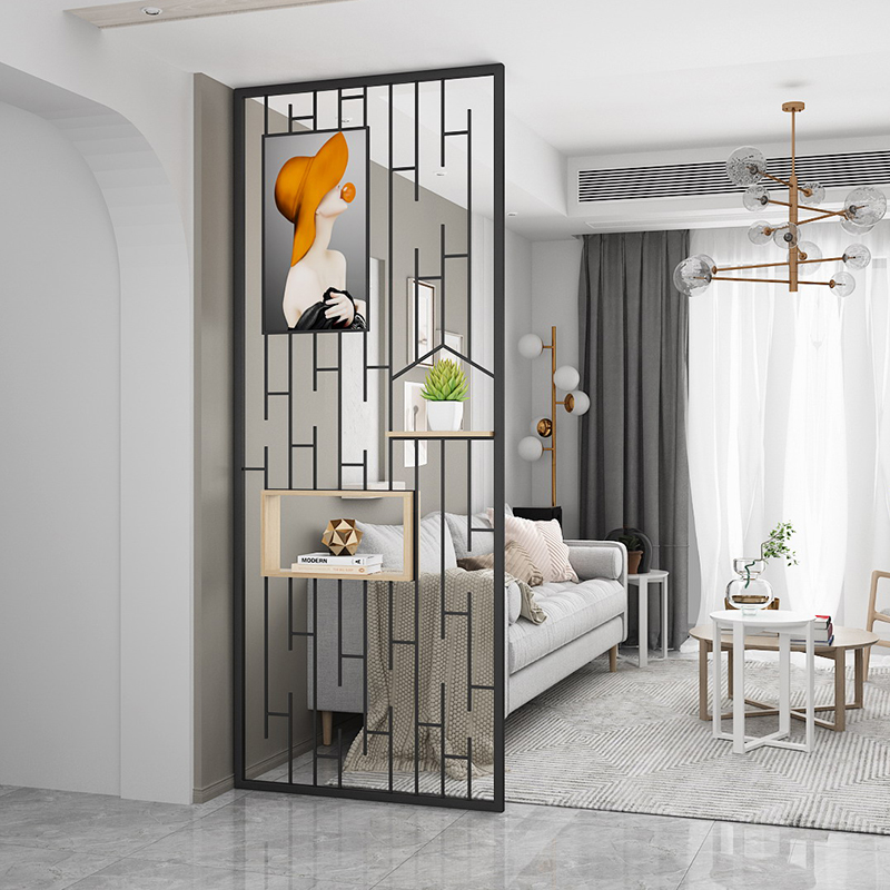 新中式屏風(fēng)不銹鋼隔斷輕奢金屬客廳現(xiàn)代簡(jiǎn)約玄關(guān)餐廳裝飾定制